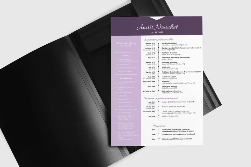 OC Infographie vous présente un CV pour un secrétaire médical