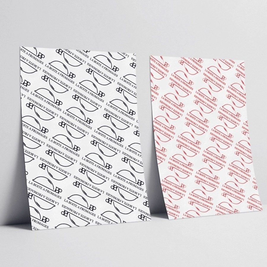 OC Infographie vous présente des papiers alimentaires, pour fromages et beurres, commandés par La Boîte à Fromages (49)